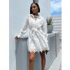 Bílé šaty VERDENLY s dlouhým rukávem (Veľkosť M/L)