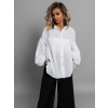 Bílá bavlněná basic oversize košile ALEEZA (Veľkosť ONESIZE)
