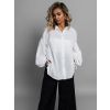 Bílá bavlněná basic oversize košile ALEEZA (Veľkosť ONESIZE)