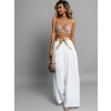 Biele elegantné wide leg široké nohavice LARITIS s opaskom