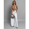 Biele elegantné wide leg široké nohavice LARITIS s opaskom