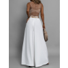 Biele elegantné wide leg široké nohavice LARITIS s opaskom