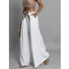 Biele elegantné wide leg široké nohavice LARITIS s opaskom