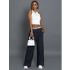 Biely elegantný crop top VELICORA so zipsami