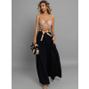 Čierne elegantné wide leg široké nohavice LARITIS s opaskom