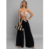 Čierne elegantné wide leg široké nohavice LARITIS s opaskom
