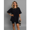 Černé washed oversize tričko ADELIT s krátkým rukávem (Veľkosť ONESIZE)