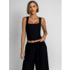Černý basic elastický top CAMILLA s vycpávkami (Veľkosť ONESIZE)