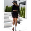 Černý crop top CORSET s dlouhým rukávem (Veľkosť One size)