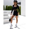 Černý crop top CORSET s dlouhým rukávem (Veľkosť One size)