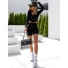 Černý crop top CORSET s dlouhým rukávem (Veľkosť One size)