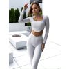 Krémový crop top CORSET s dlouhým rukávem (Veľkosť One size)