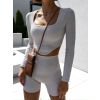 Krémový crop top CORSET s dlouhým rukávem (Veľkosť One size)