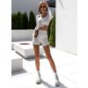 Krémový crop top CORSET s dlouhým rukávem (Veľkosť One size)