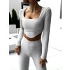Krémový crop top CORSET s dlouhým rukávem (Veľkosť One size)