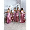 Staroružové saténové dlhé šaty pre družičky GYBRAL s korzetom