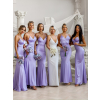 Svetlo fialové dlhé saténové šaty MARSELLE pre družičky