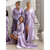 101238 2 svetle fialove satenove dlouhe saty woman pro druzicky