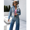 Modrá kvetovaná džínsová bunda OGNJAJ s kvietkami