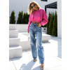 Růžová crop stylová mikina TALULA s kapucí (Veľkosť ONESIZE)