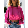 Růžová crop stylová mikina TALULA s kapucí (Veľkosť ONESIZE)