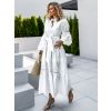 Bílé dlouhé košilové elegantní šaty KIRELINI (Veľkosť M/L)