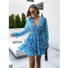 Modré krátke šaty EWELLAS s kvetinovým vzorom