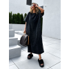 Černé washed oversize tričkové šaty STANLEY s kamínky (Veľkosť M/L)