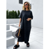 Černé washed oversize tričkové šaty STANLEY s kamínky (Veľkosť M/L)