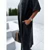 Černé washed oversize tričkové šaty STANLEY s kamínky (Veľkosť M/L)