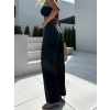 Černé wide leg široké džíny STUART s kamínky (Veľkosť L)