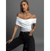 Bílé elegantní body RAINERE s odhalenými rameny (Veľkosť ONESIZE)
