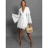 Biele plisované krátke šaty KAROLIN na zaväzovanie
