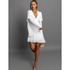Biele plisované krátke šaty KAROLIN na zaväzovanie