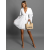 Biele plisované krátke šaty KAROLIN na zaväzovanie
