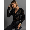 Čierny čipkovaný top MNATE s výstrihom