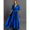 Kráľovsky modré saténové dlhé šaty GO HOME s krátkym rukávom