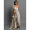 Krémové dlhé variabilné spoločenské šaty CUPAUCA