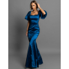 Modré spoločenské dlhé šaty GLAMYT na ples