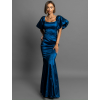 Modré spoločenské dlhé šaty GLAMYT na ples