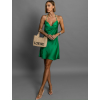 Smaragdové lesklé šaty CHICKET s viazaním na chrbte