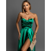 Zelené saténové spoločenské šaty SYCHAEUS bez ramienok
