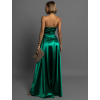 Zelené saténové spoločenské šaty SYCHAEUS bez ramienok