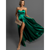 Zelené saténové spoločenské šaty SYCHAEUS bez ramienok
