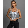 Strieborný metalický korzet GAGEN