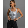 Strieborný metalický korzet GAGEN
