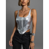 Strieborný metalický korzet GAGEN