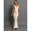 Béžové dlhé elastické šaty TIMUR s prekrížením