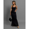Čierne dlhé elastické šaty TIMUR s prekrížením