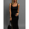 Čierne dlhé elastické šaty TIMUR s prekrížením